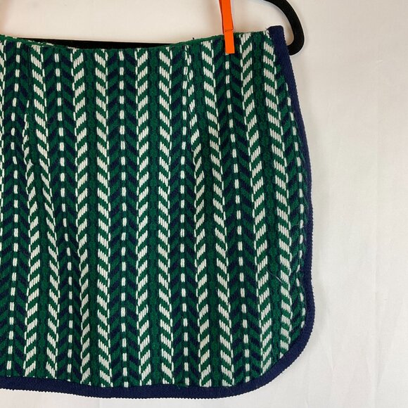 English Factory Knit Skirt M Green White Navy Blue Chevron Lined - Picture 3 of 8